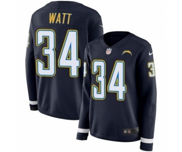 Women's Nike Los Angeles Chargers #34 Derek Watt Limited Navy Blue Therma Long Sleeve NFL Jersey