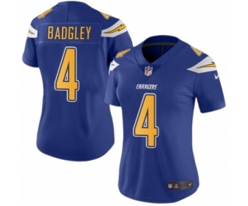 Women's Nike Los Angeles Chargers #4 Michael Badgley Limited Electric Blue Rush Vapor Untouchable NFL Jersey