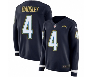 Women's Nike Los Angeles Chargers #4 Michael Badgley Limited Navy Blue Therma Long Sleeve NFL Jersey