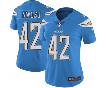 Women's Nike Los Angeles Chargers #42 Uchenna Nwosu Electric Blue Alternate Vapor Untouchable Limited Player NFL Jersey