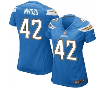 Women's Nike Los Angeles Chargers #42 Uchenna Nwosu Game Electric Blue Alternate NFL Jersey