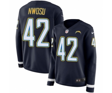Women's Nike Los Angeles Chargers #42 Uchenna Nwosu Limited Navy Blue Therma Long Sleeve NFL Jersey