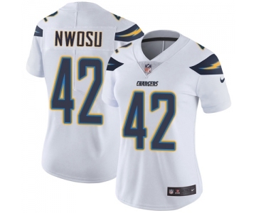 Women's Nike Los Angeles Chargers #42 Uchenna Nwosu White Vapor Untouchable Limited Player NFL Jersey