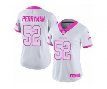 Women's Nike Los Angeles Chargers #52 Denzel Perryman Limited White-Pink Rush Fashion NFL Jersey