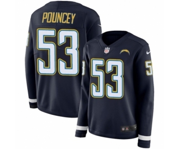 Women's Nike Los Angeles Chargers #53 Mike Pouncey Limited Navy Blue Therma Long Sleeve NFL Jersey