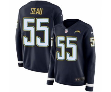 Women's Nike Los Angeles Chargers #55 Junior Seau Limited Navy Blue Therma Long Sleeve NFL Jersey