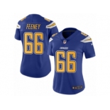 Women's Nike Los Angeles Chargers #66 Dan Feeney Limited Electric Blue Rush NFL Jersey