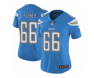 Women's Nike Los Angeles Chargers #66 Dan Feeney Vapor Untouchable Limited Electric Blue Alternate NFL Jersey