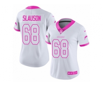 Women's Nike Los Angeles Chargers #68 Matt Slauson Limited White-Pink Rush Fashion NFL Jersey