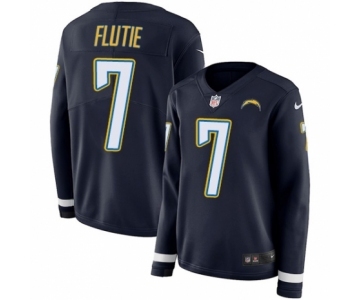 Women's Nike Los Angeles Chargers #7 Doug Flutie Limited Navy Blue Therma Long Sleeve NFL Jersey