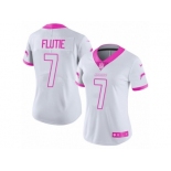 Women's Nike Los Angeles Chargers #7 Doug Flutie Limited White Pink Rush Fashion NFL Jersey