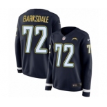 Women's Nike Los Angeles Chargers #72 Joe Barksdale Limited Navy Blue Therma Long Sleeve NFL Jersey