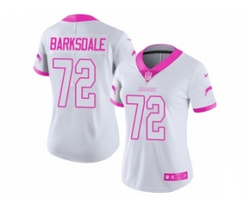 Women's Nike Los Angeles Chargers #72 Joe Barksdale Limited White Pink Rush Fashion NFL Jersey