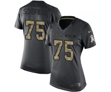 Women's Nike Los Angeles Chargers #75 Michael Schofield Limited Black 2016 Salute to Service NFL Jersey