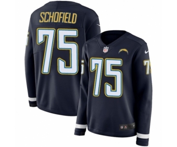 Women's Nike Los Angeles Chargers #75 Michael Schofield Limited Navy Blue Therma Long Sleeve NFL Jersey