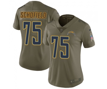 Women's Nike Los Angeles Chargers #75 Michael Schofield Limited Olive 2017 Salute to Service NFL Jersey