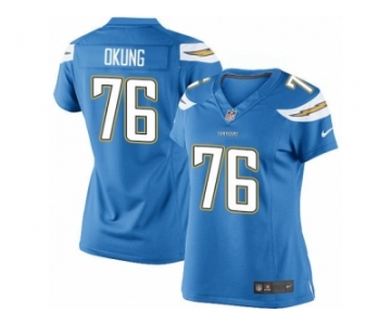 Women's Nike Los Angeles Chargers #76 Russell Okung Limited Electric Blue Alternate NFL Jersey