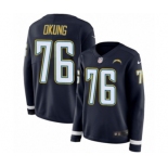 Women's Nike Los Angeles Chargers #76 Russell Okung Limited Navy Blue Therma Long Sleeve NFL Jersey