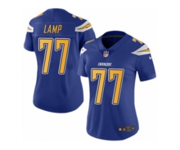 Women's Nike Los Angeles Chargers #77 Forrest Lamp Limited Electric Blue Rush NFL Jersey