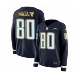 Women's Nike Los Angeles Chargers #80 Kellen Winslow Limited Navy Blue Therma Long Sleeve NFL Jersey