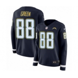 Women's Nike Los Angeles Chargers #88 Virgil Green Limited Navy Blue Therma Long Sleeve NFL Jersey