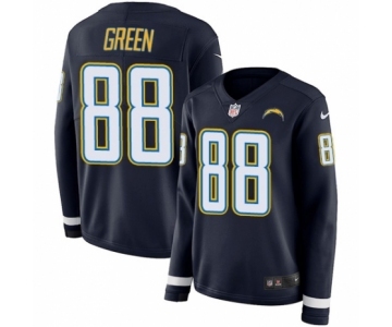 Women's Nike Los Angeles Chargers #88 Virgil Green Limited Navy Blue Therma Long Sleeve NFL Jersey