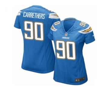 Women's Nike Los Angeles Chargers #90 Ryan Carrethers Game Electric Blue Alternate NFL Jersey