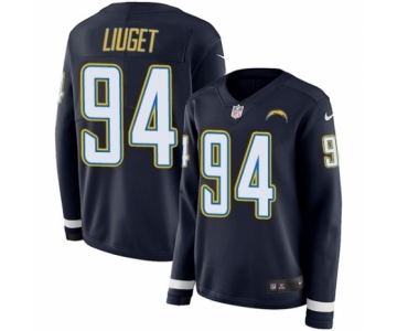 Women's Nike Los Angeles Chargers #94 Corey Liuget Limited Navy Blue Therma Long Sleeve NFL Jersey