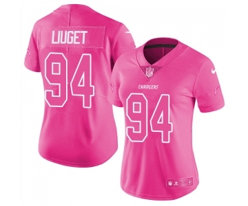 Women's Nike Los Angeles Chargers #94 Corey Liuget Limited Pink Rush Fashion NFL Jersey