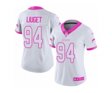 Women's Nike Los Angeles Chargers #94 Corey Liuget Limited White-Pink Rush Fashion NFL Jersey