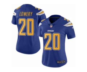 Women's Nike San Diego Chargers #20 Dwight Lowery Limited Electric Blue Rush NFL Jersey