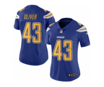 Women's Nike San Diego Chargers #43 Branden Oliver Limited Electric Blue Rush NFL Jersey