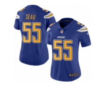 Women's Nike San Diego Chargers #55 Junior Seau Limited Electric Blue Rush NFL Jersey