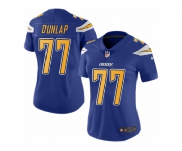 Women's Nike San Diego Chargers #77 King Dunlap Limited Electric Blue Rush NFL Jersey