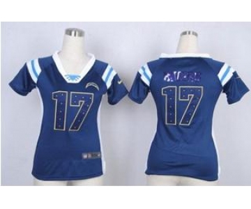 nike women nfl jerseys san diego chargers #17 philip rivers blue[fashion Rhinestone sequins]