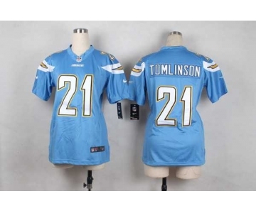 nike women nfl jerseys san diego chargers #21 tomlinson lt.blue[nike]