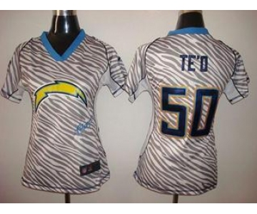 nike women nfl jerseys san diego chargers #50 manti teo[fem fan zebra]