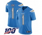 Youth Los Angeles Chargers #1 Ty Long Electric Blue Alternate Vapor Untouchable Limited Player 100th Season Football Jersey