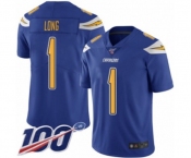 Youth Los Angeles Chargers #1 Ty Long Limited Electric Blue Rush Vapor Untouchable 100th Season Football Jersey