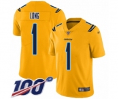 Youth Los Angeles Chargers #1 Ty Long Limited Gold Inverted Legend 100th Season Football Jersey