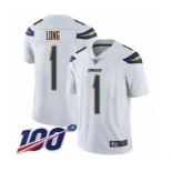 Youth Los Angeles Chargers #1 Ty Long White Vapor Untouchable Limited Player 100th Season Football Jersey