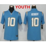 Youth Los Angeles Chargers #10 Justin Herbert Light Blue 2020 NEW Vapor Untouchable Stitched NFL Nike Limited Jersey