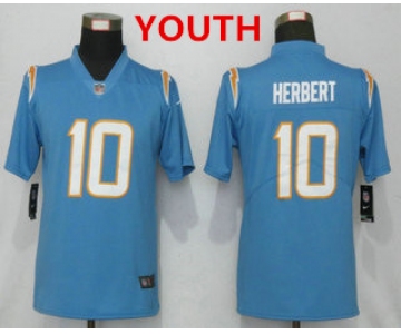 Youth Los Angeles Chargers #10 Justin Herbert Light Blue 2020 NEW Vapor Untouchable Stitched NFL Nike Limited Jersey