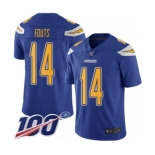 Youth Los Angeles Chargers #14 Dan Fouts Limited Electric Blue Rush Vapor Untouchable 100th Season Football Jersey