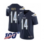 Youth Los Angeles Chargers #14 Dan Fouts Navy Blue Team Color Vapor Untouchable Limited Player 100th Season Football Jersey