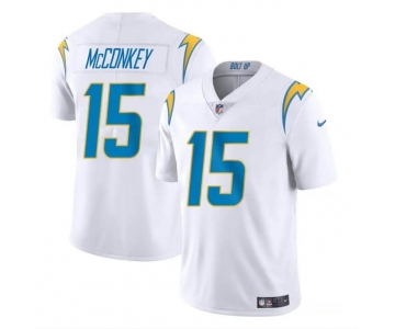 Youth Los Angeles Chargers #15 Ladd McConkey White 2024 Draft Vapor Limited Football Stitched Jersey