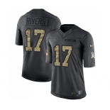 Youth Los Angeles Chargers #17 Philip Rivers Limited Black 2016 Salute to Service Football Jersey