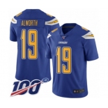 Youth Los Angeles Chargers #19 Lance Alworth Limited Electric Blue Rush Vapor Untouchable 100th Season Football Jersey