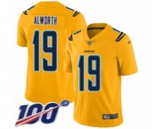 Youth Los Angeles Chargers #19 Lance Alworth Limited Gold Inverted Legend 100th Season Football Jersey