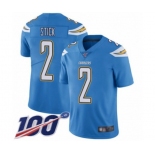 Youth Los Angeles Chargers #2 Easton Stick Electric Blue Alternate Vapor Untouchable Limited Player 100th Season Football Jersey